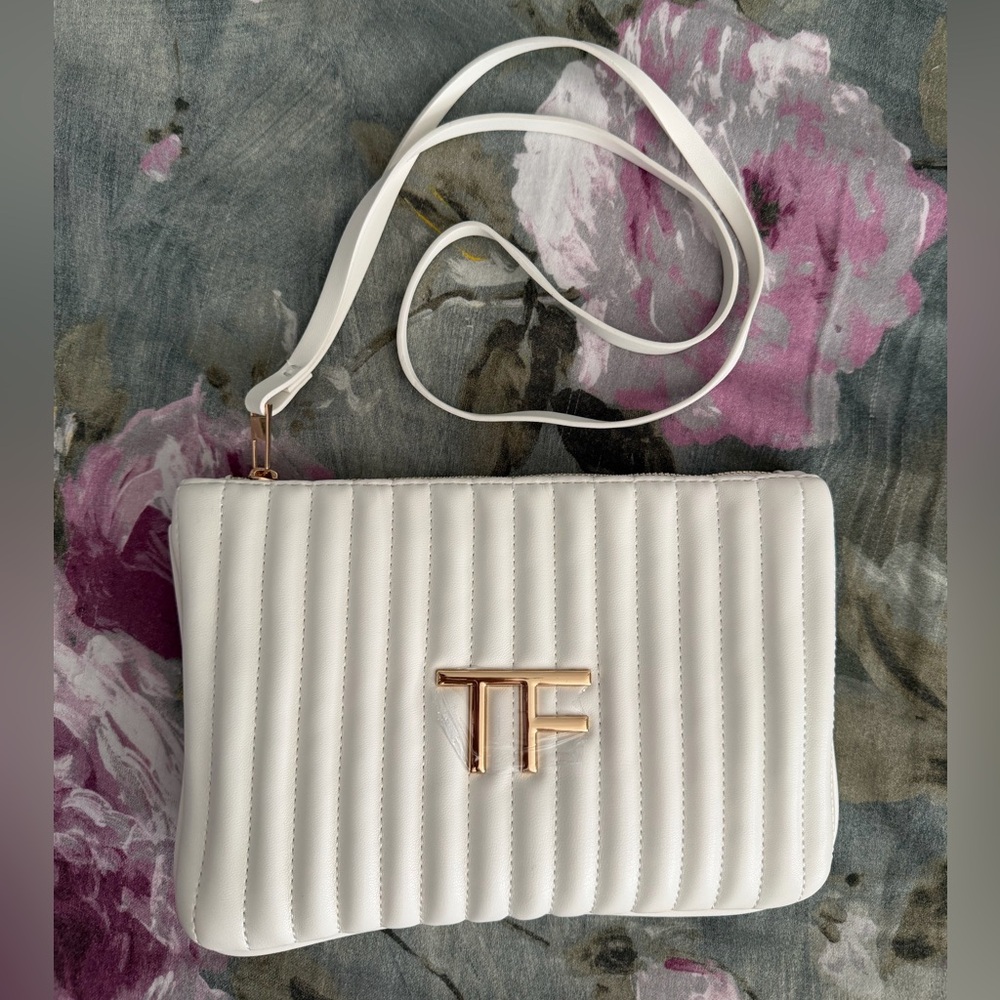 Tom Ford Beaute GWP White Quilted Makeup Bag Clutch Shoulder Bag New